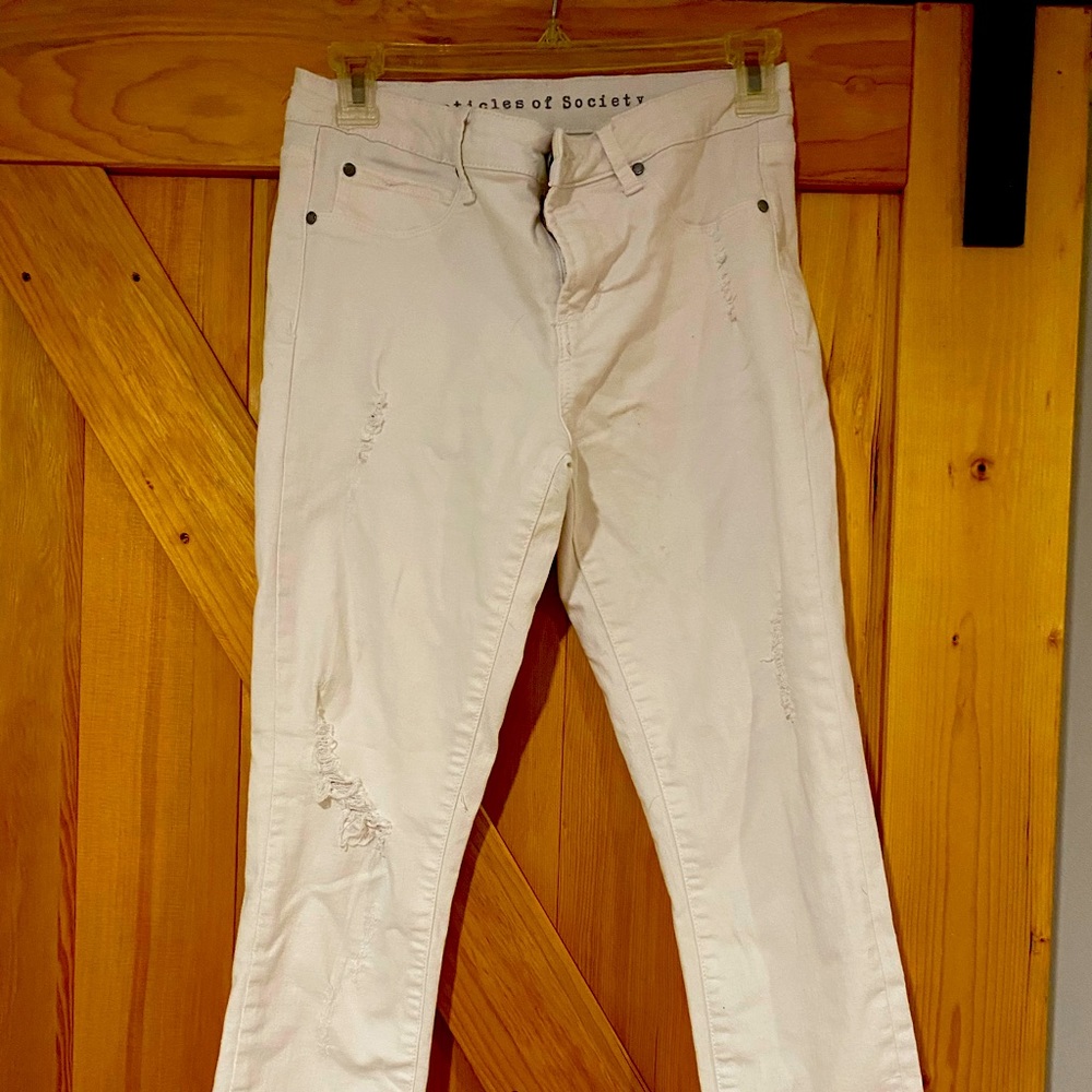 White, Articles of Society distressed jeans